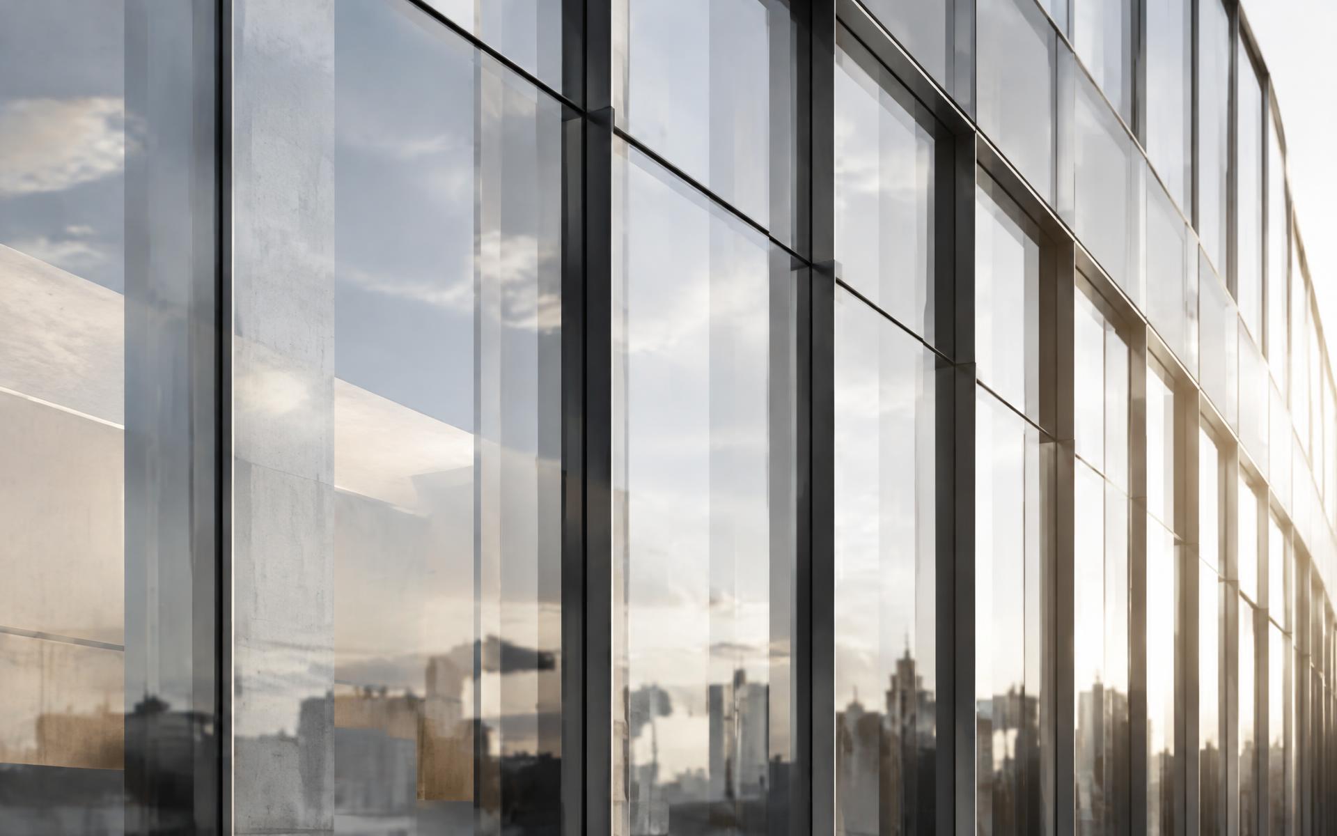 Architectural glass facade on a modern building
